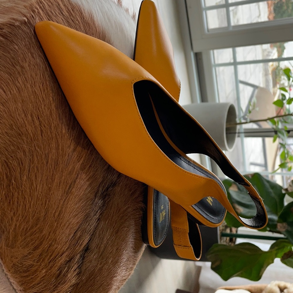 H&M yellow pointed mules